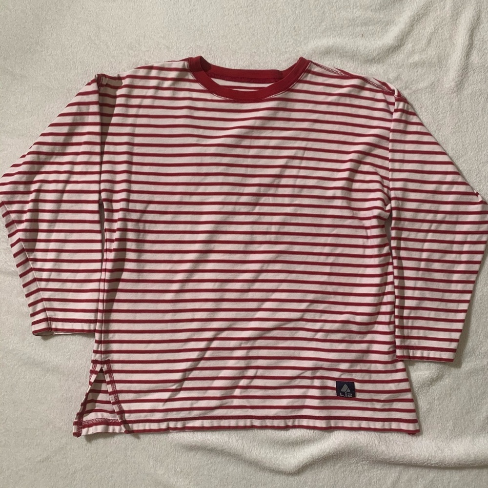Liz Claiborne Red Striped 3/4 Long Sleeve Shirt